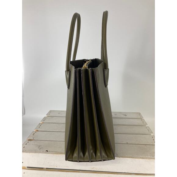 MICHAEL KORS, PEBBLED LEATHER OLIVE GREEEN LARGE HANDBAG - Picture 3 of 16